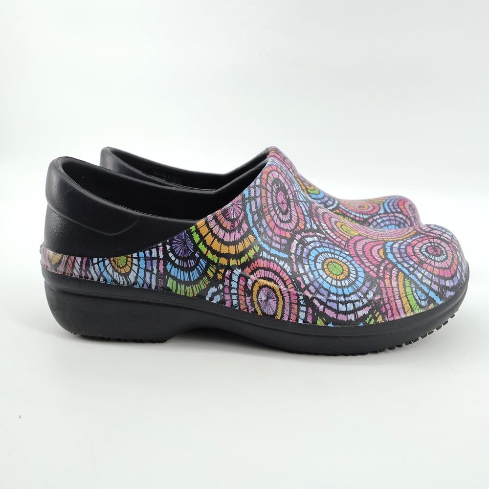 Crocs Neria Pro II Graphic Clogs Black Multi Color Psychedelic Womens 8